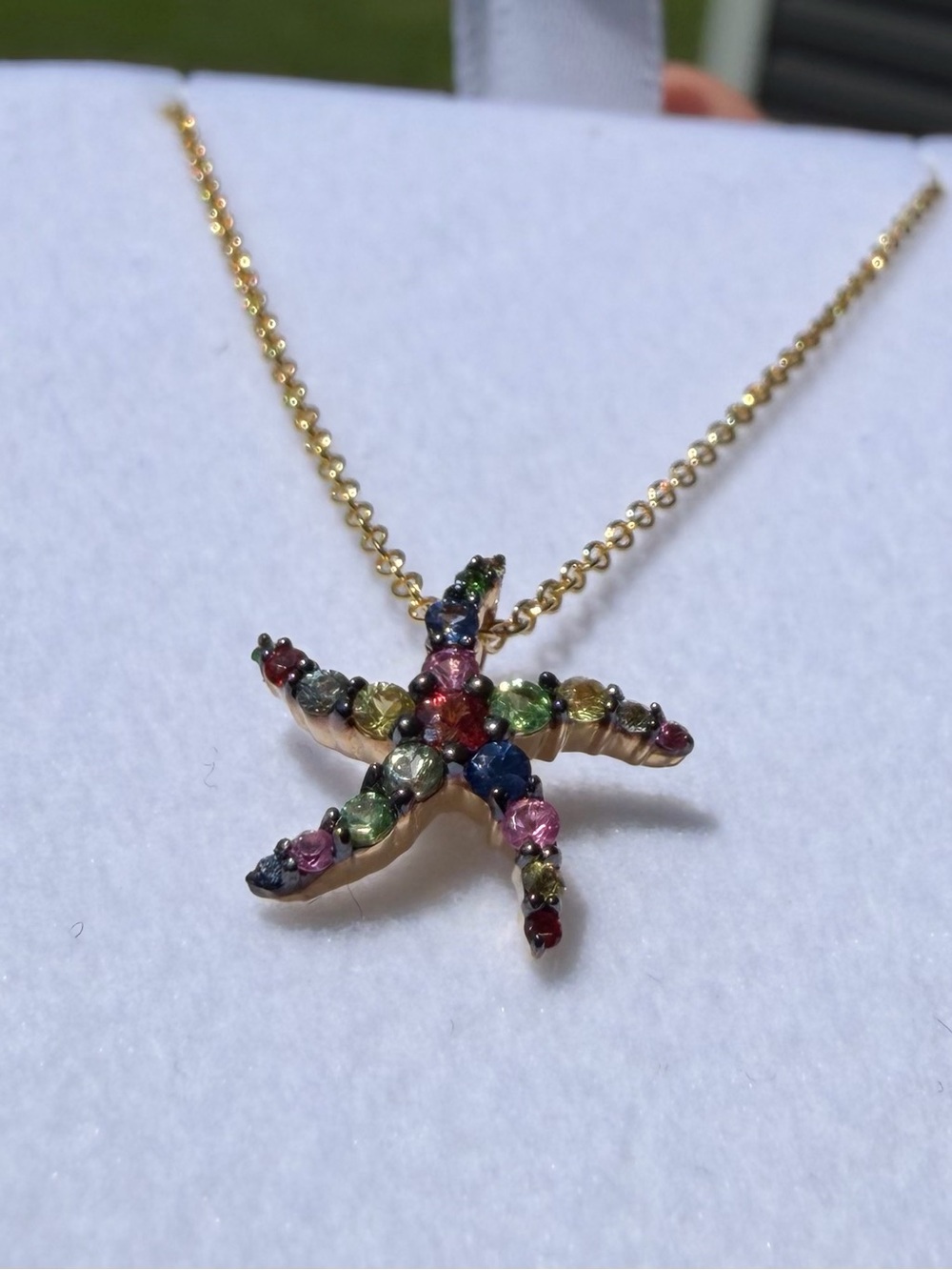EFFY 14k gold starfish Necklace ctw .43 18 or 16inch length - Picture 8 of 10